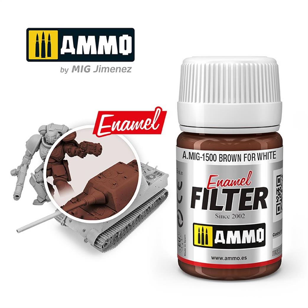 Ammo of Mig Jimenez  A.MIG-1500 Brown For White Filter 35ml Jar