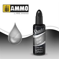 Navy grey acrylic based paint specially formulated to apply shadows with the airbrush. 10mL jarThe AMMO SHADERS are a new type of product designed to create a variety of effects on all types of models in a simple and fast way. The transparent and ultra-fine paint allows all skill level of modelers to apply stunningly realistic effects that seemed impossible before.