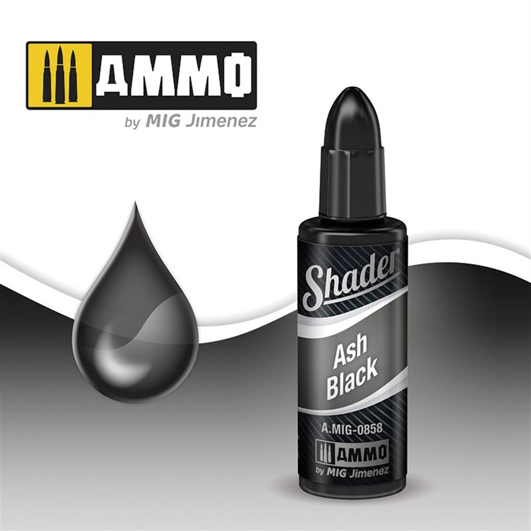 Ammo of Mig Jimenez  A.MIG-0858 Ash Black Shader 10ml Pot