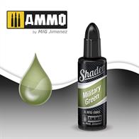 Military green acrylic based paint specially formulated to apply shadows with the airbrush. 10mL jarThe AMMO SHADERS are a new type of product designed to create a variety of effects on all types of models in a simple and fast way. The transparent and ultra-fine paint allows all skill level of modelers to apply stunningly realistic effects that seemed impossible before.