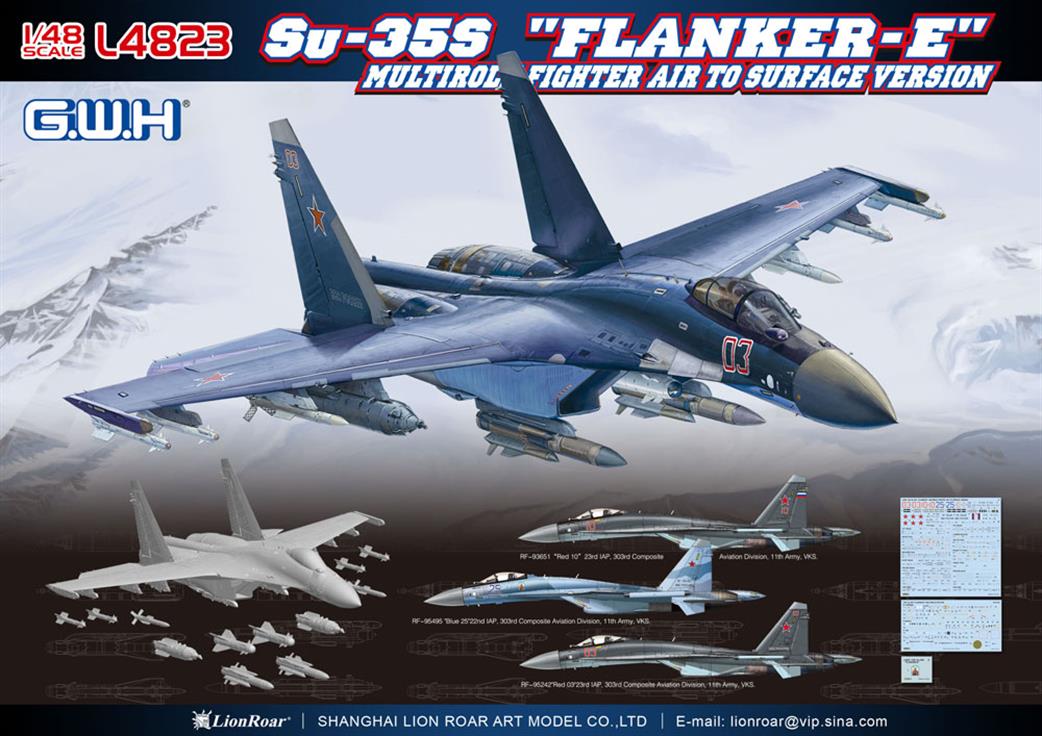 Great Wall Hobby 1/48 L4823 Su-35S Flanker-E Multirole Fighter Air to Ground Variant