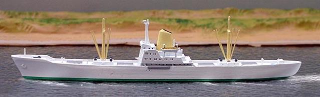 MS Padua a 1/1250 scale waterline model of a white hull reefer from 1951 by CM Miniaturen, CM-KR22A