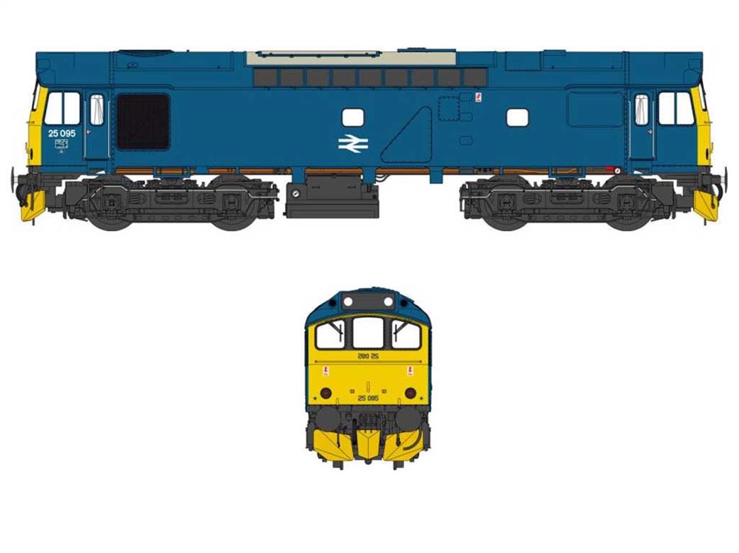 Heljan 2544 BR 25095 Class 25/2 Diesel Locomotive Rail Blue with Cab End Numbers OO