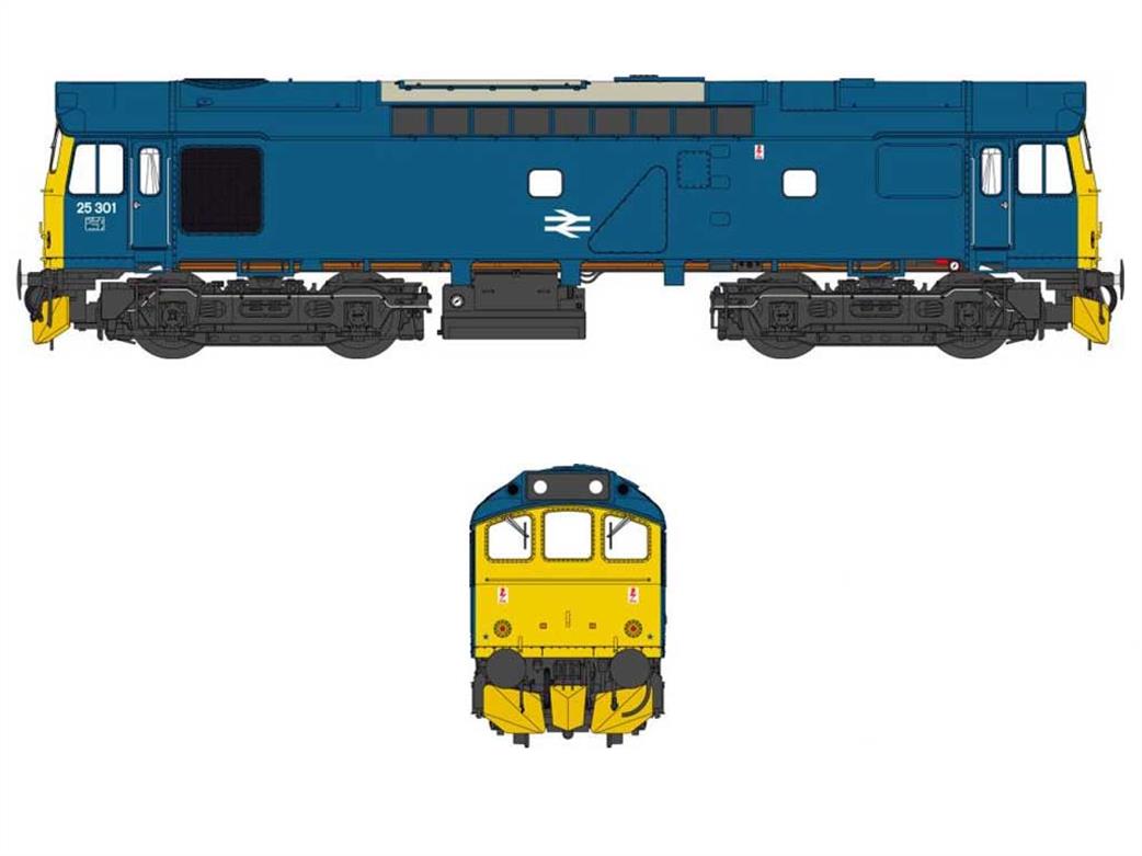 Heljan OO 2547 BR 25301 Class 25/3 Diesel Locomotive Rail Blue Livery Domino Heacode