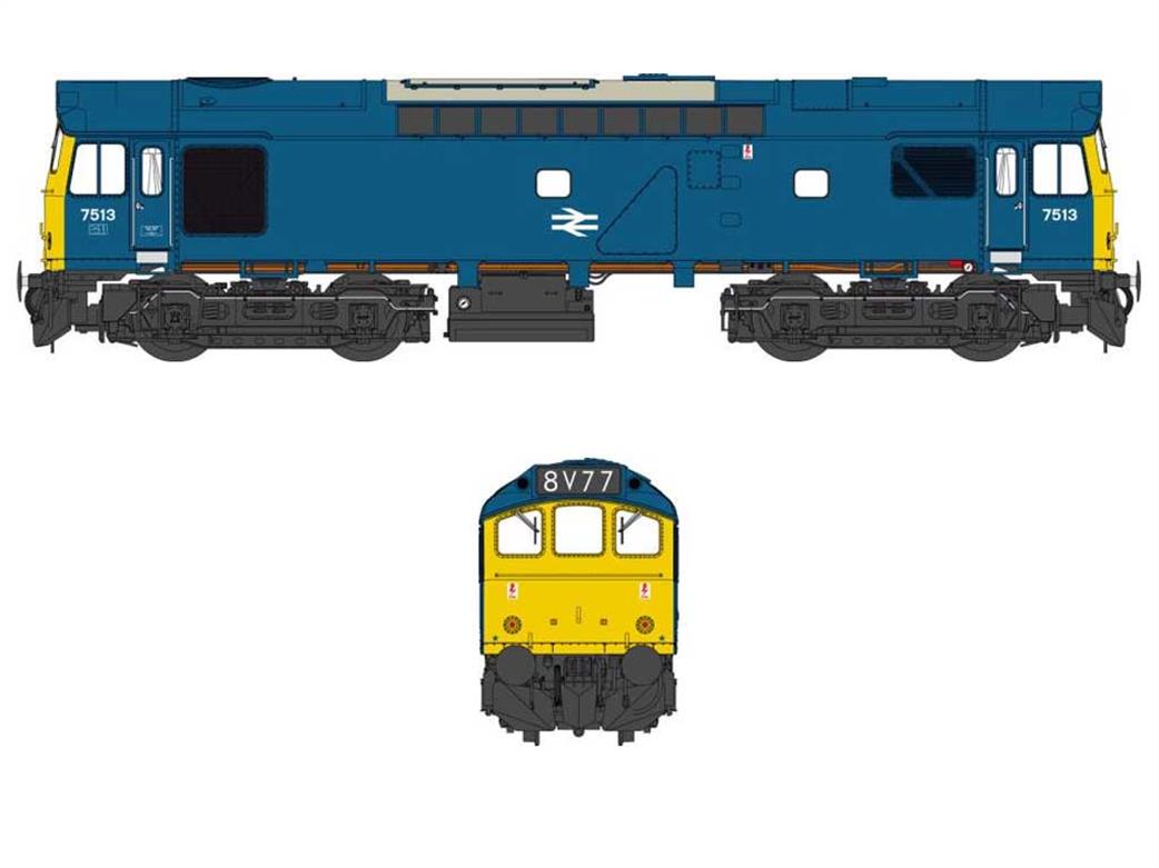 Heljan OO 2570 BR 7513 Class 25/2 Diesel Locomotive Rail Blue Livery Pre-TOPS