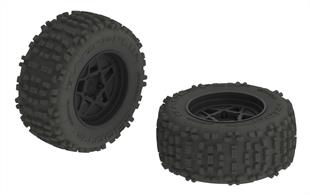 These high-quality dBoots BACK-FLIP tires, mounted on ARRMA wheels, are direct replacements for your kit items.