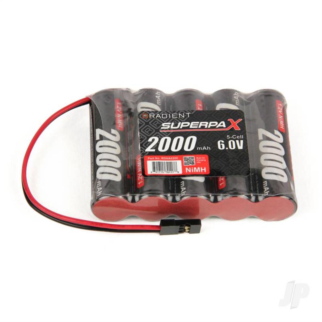 Radient  RDNA0200 6v 2000mAh Ni-Mh RX Battery Pack Flat