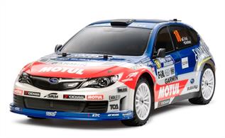 This 1/10 scale R/C assembly kit reproduces the Subaru Impreza WRX STI Team Arai which took victory at Rd.5 Rally Hokkaido during the 2011 Asia-Pacific Rally Championship. The sporty form of the Impreza has been realistically reproduced by the polycarbonate body and the roof intake and square-shaped side mirrors are depicted with separate parts for a sharp finish. The distinctive markings of the race car can be easily depicted with the included stickers. In addition, rally block tires with inner sponges are matched with 16-spoke wheels to allow you to experience dynamic R/C rally driving.