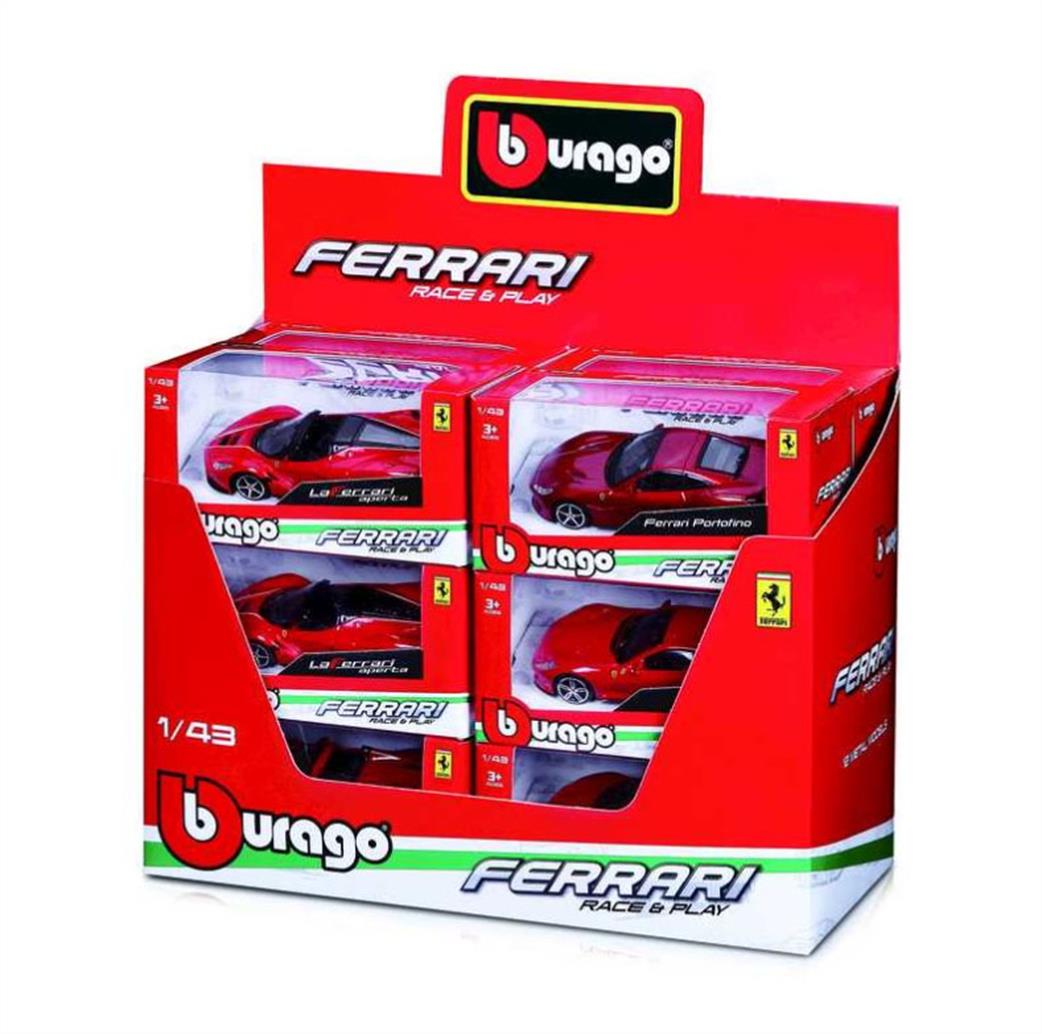 Burago 1/43 B18-36100 Ferrari Race & Play Assortment One Car
