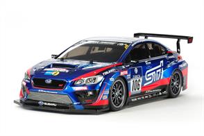 Designed for a 24-hour endurance race on the grueling Nurburgring, the WRX STI NBR Challenge car took Subaru's high-performance WRX STI sport sedan as a base. It certainly did the business, winning its class in the 2016 running of the race, and this R/C model assembly kit recreates that car. Its complex lines are gracefully depicted by a polycarbonate body, capturing features such as the bonnet air intake and vents, plus the sharp front fenders and diffuser-shaped rear end. Side mirrors and rear wing are depicted using separate parts, while stickers are included to recreate the multitude of sponsor logos.