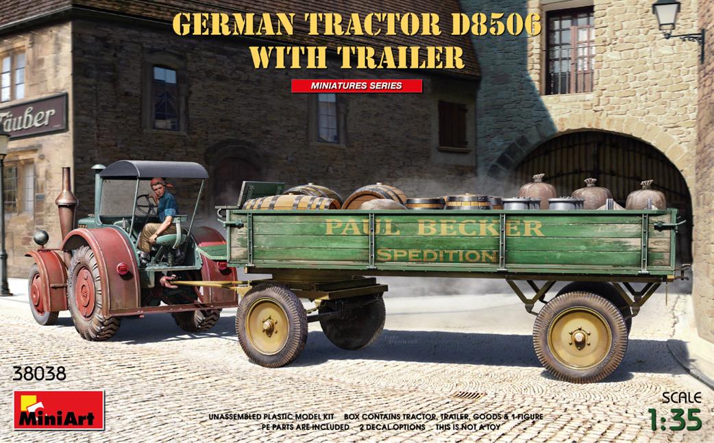MiniArt 1/35 38038 German Tractor D8506 With Trailer Plastic Kit
