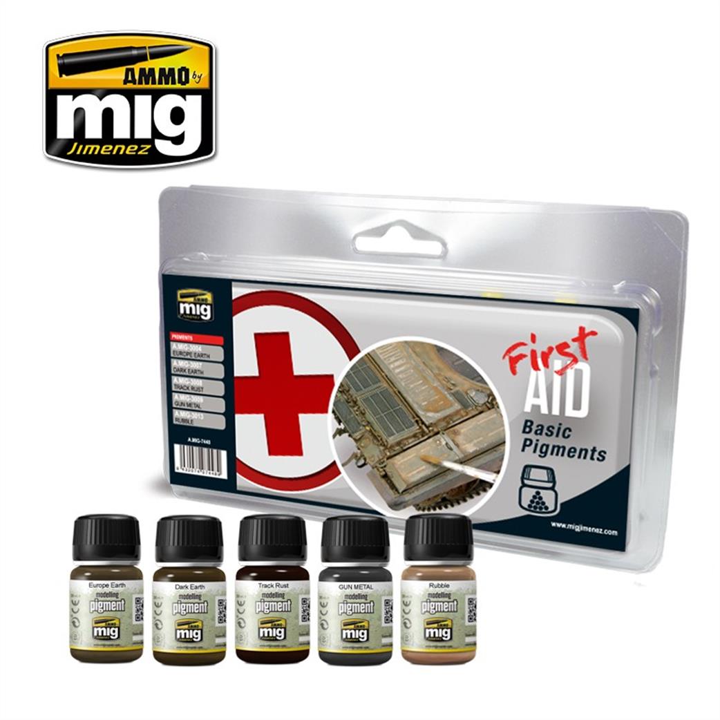 Ammo of Mig Jimenez  A.MIG-7448 First Aid Basic Pigments Set