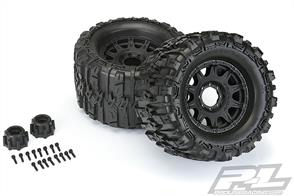 This is a pair of pre-mounted Trencher HP 3.8" Belted All Terrain Tires. Pro-Line is proud to introduce the History-making Trencher HP 3.8" BELTED All Terrain Truck Tires! Pro-Line has developed the technology to mold a High-Performance herringbone weave pattern Belt inside of the relentless, tall and grippy tread of the new Trencher HP. These are not your average belted tires! Made for All Terrain bashing, the Trencher HP 3.8" tires will not balloon or expand during use and will still provide the incredible grip that you expect from Pro-Line tires due to the soft M2 compound. Just like all Pro-Line's tires, they are proudly Made in the USA! Like the original Trencher X 3.8" tire, the next generation Trencher HP 3.8" is destined to become the ultimate, go-to Bash tire for your truck!