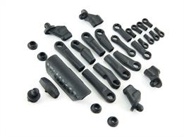 This high-quality Composite Ball Cup Set provides a selection of Steering, Camber and Sway Bar Links. It also includes a selection of other critical composite parts for your RC tool box.