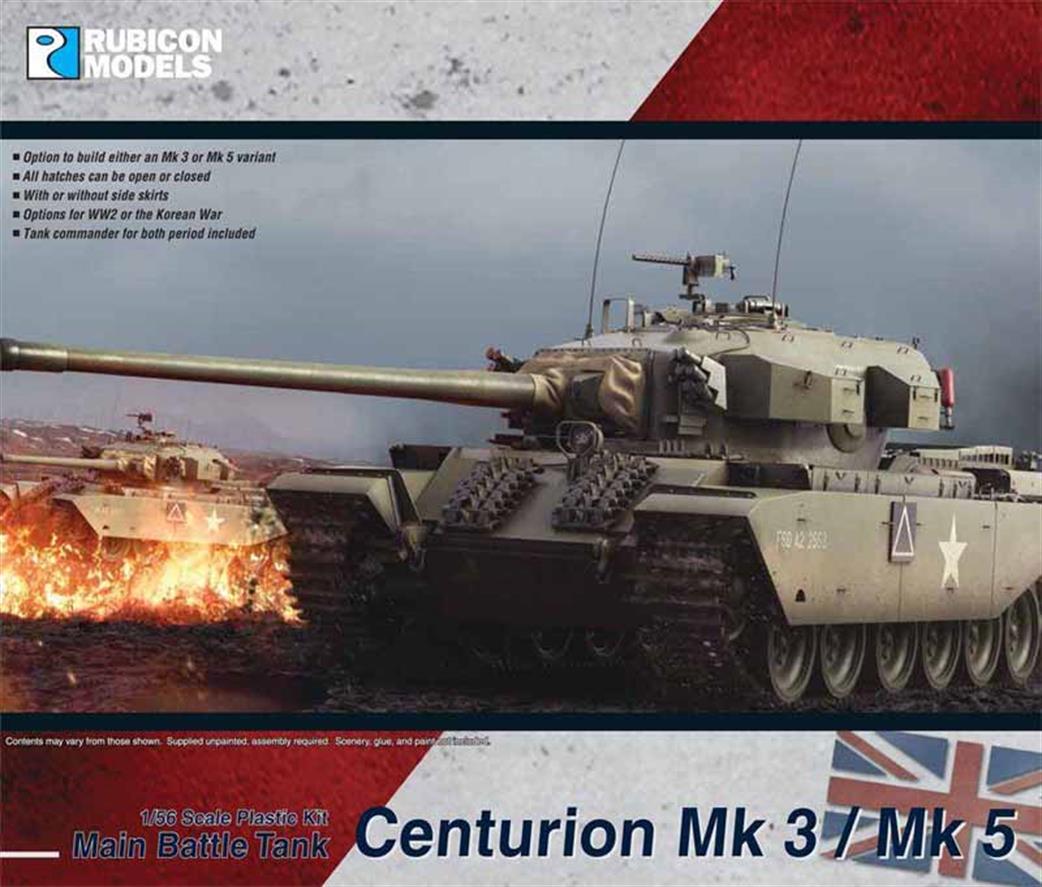 Rubicon Models 1/56 28mm 280104 British Army Centurion Mk3/Mk5 MBT Tank Plastic Model Kit