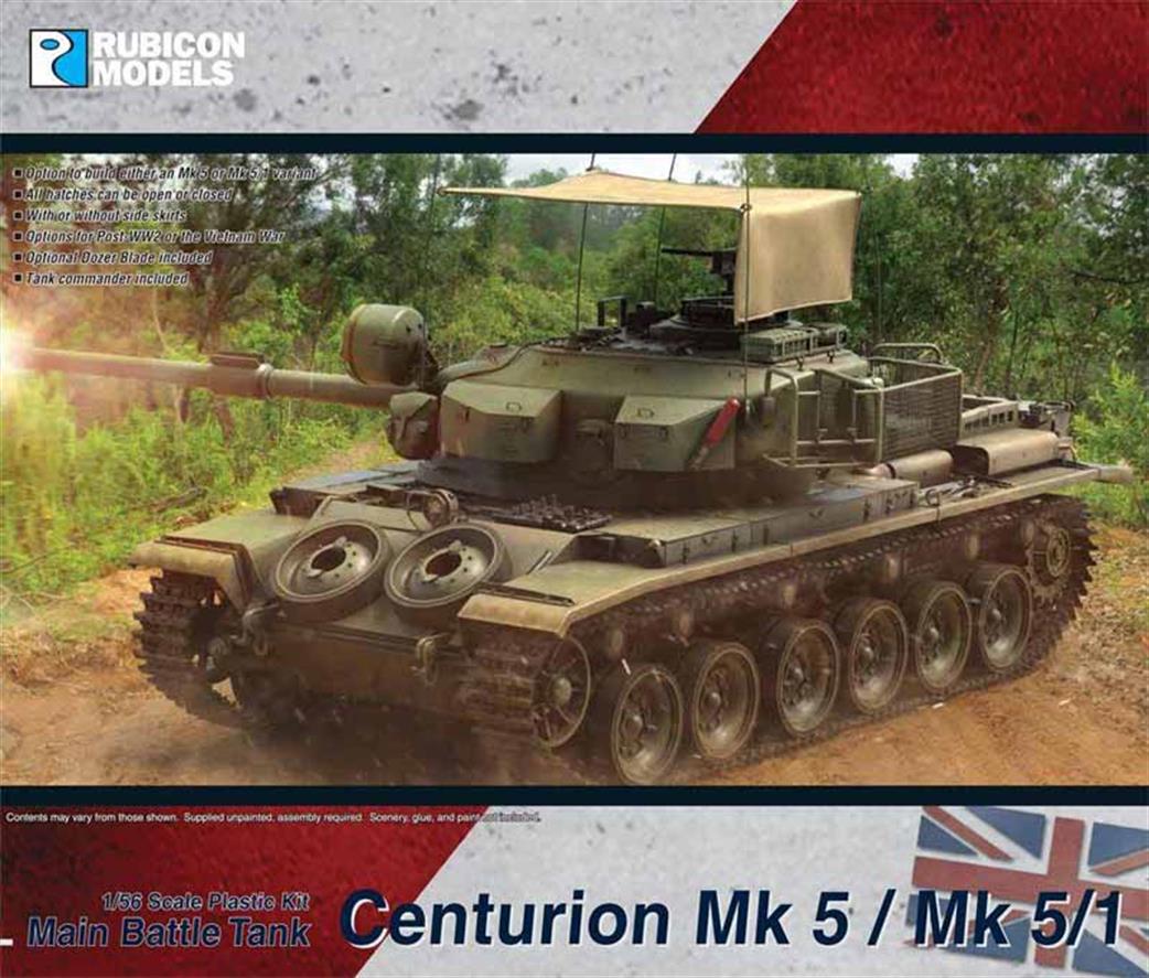 Rubicon Models 1/56 28mm 280105 British Army Centurion Mk5 / Mk5/1 MBT Tank Plastic Model Kit