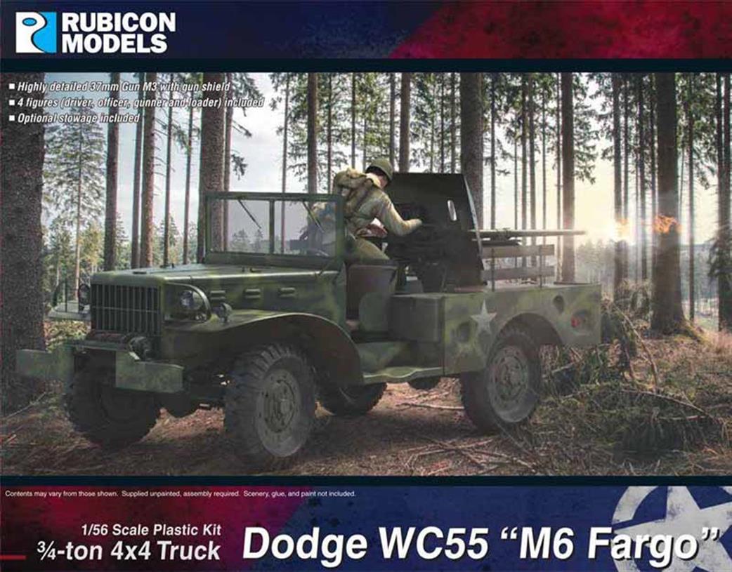 Rubicon Models 1/56 28mm 280102 Dodge WC55 M6 Fargo 3/4-ton 4x4 Truck Plastic Model Kit