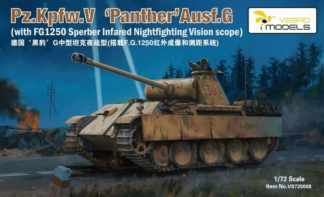 Vespid Models 1/72 VS720008 PzKpfw.V Panther Ausf G with FG1250 Sperber Nightfighting Scope