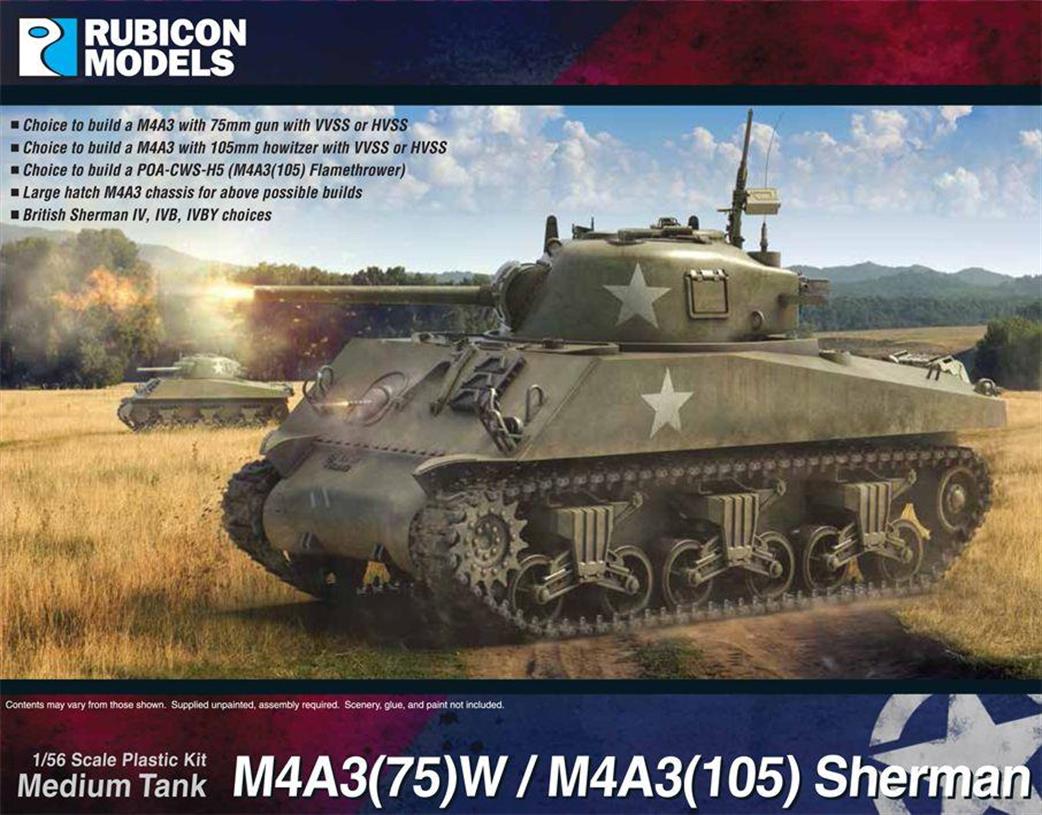 Rubicon Models 1/56 28mm 280111 M4A3 Sherman 75 Or 105 Plastic Model Kit