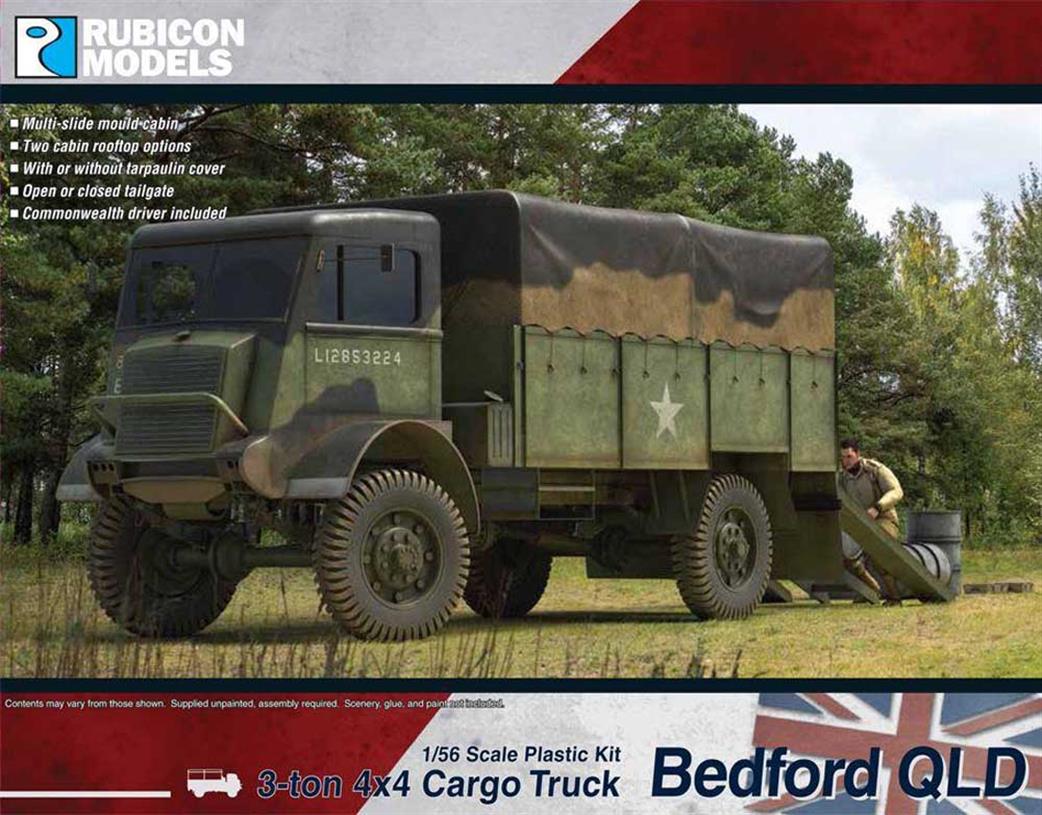Rubicon Models 280106 Allied Forces Bedford QLD 3-Ton 4x4 Cargo Truck Plastic Model Kit 1/56 28mm
