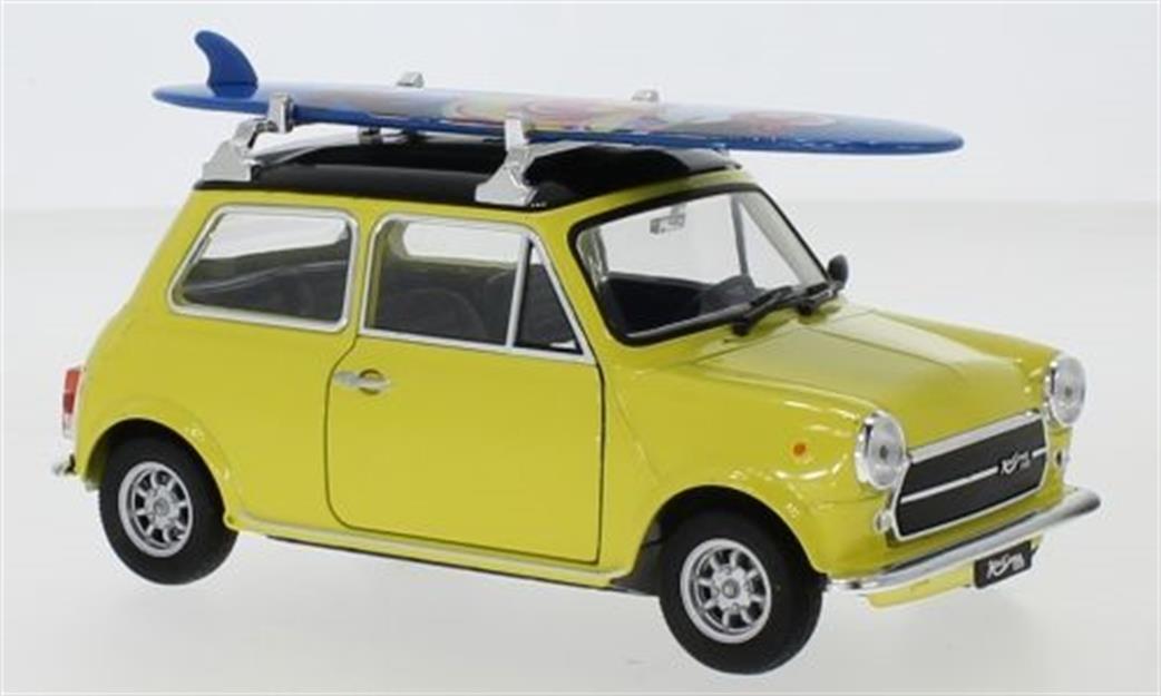 Welly 1/24 22496SBY Mini Cooper 1300 C/W Surfboard Yellow