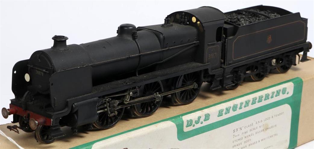 Preowned O Gauge SH24 DJB Engineering S.R. 'N' class 2-6-0 Tender Locomotive, 31871  Br Black Lined Early Crest Weathered
