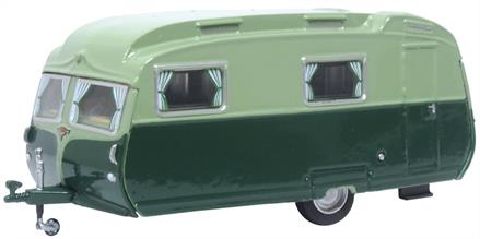 Oxford Diecast 76CC003 1/76th Carlight Continental Caravan Green/Sage Green