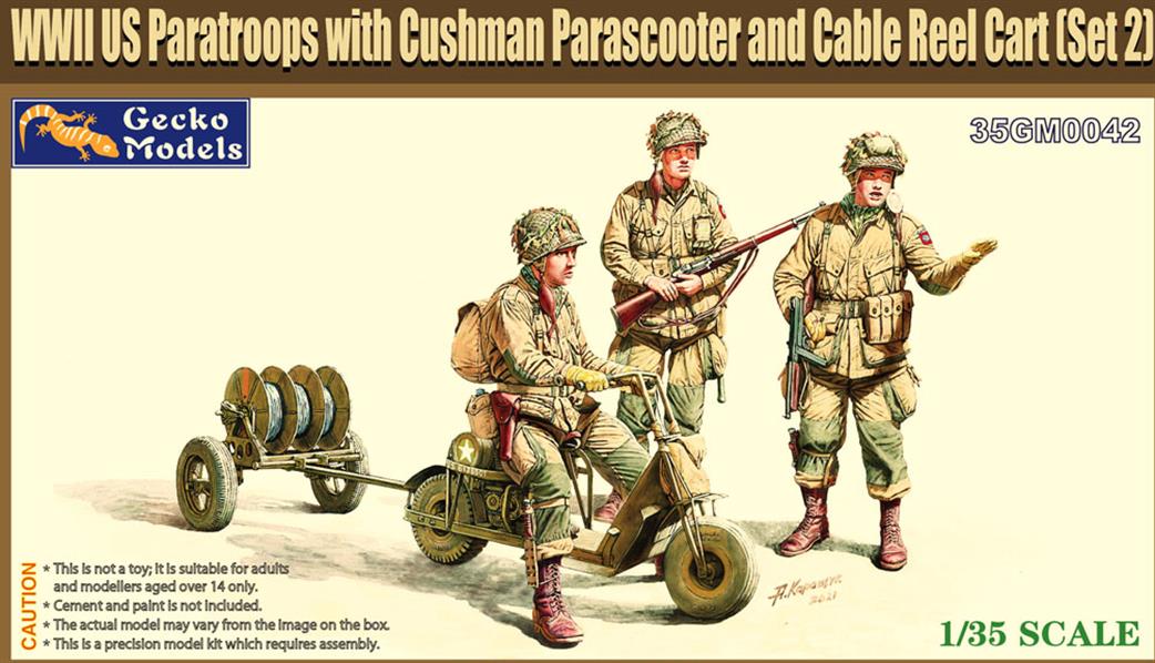 Gecko Models 35GM0042 M53 Scooter Cushman w-RL-35 Cable Reel Cart Mod.1944 & US Paratroops. (Set 2)  1/35