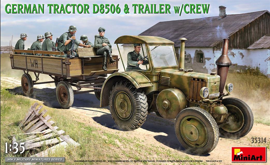 MiniArt 1/35 35314 German Tractor D8506 With Trailer And Crew Plastic Kit