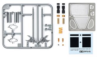 Add an even deeper layer of realism to your 1/12 scale model of the Suzuki GSX-RR '20 (Item 14139) using this detail-up parts set depicting the bike's font fork! Metal and plastic parts are included to replace kit standard parts and provide an ultra-realistic finish to the model.