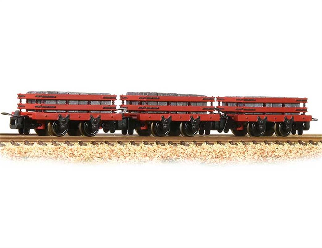 Bachmann 393-076 4 Wheel Slate Wagons Red with Load Set of 3 OO9