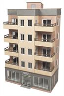 A half or low relief modern era apartment block, a perfect back scene for your layout. Combine two kits back to back for a complete building.140mm width x 70mm depth. Building height 212mm. (Approx 5½in by 2¾in, 8½in height)