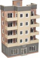 A half or low relief modern era apartment block, a perfect back scene for your layout. Combine two kits back to back for a complete building.81mm x 41mm, height 117mm (Approx 3¼ x 1½in height 4½in.)