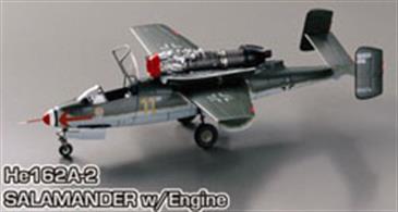 Dragon is in the process of releasing a series of aircraft kits in boxes emblazoned in the original colors for which Trimaster was famous. The first reissue was a Focke-Wulf Fw190D-9 fighter, but now it’s time for the second kit to appear, an He162A-2 Salamander with detailed engine