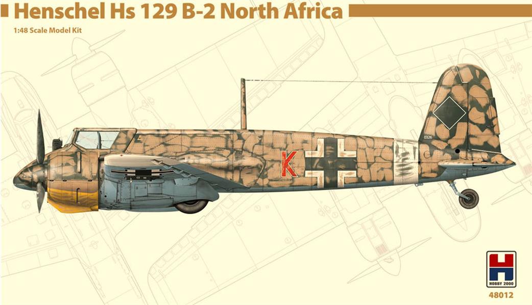 Hobby 2000 1/48 48012 Henschel HS 129 B.2 Tank Destroyer WW2 North Africa Plastic Kit