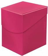 Hot pink deck box for holding over 100 standard sized gaming cards in deck protectors.