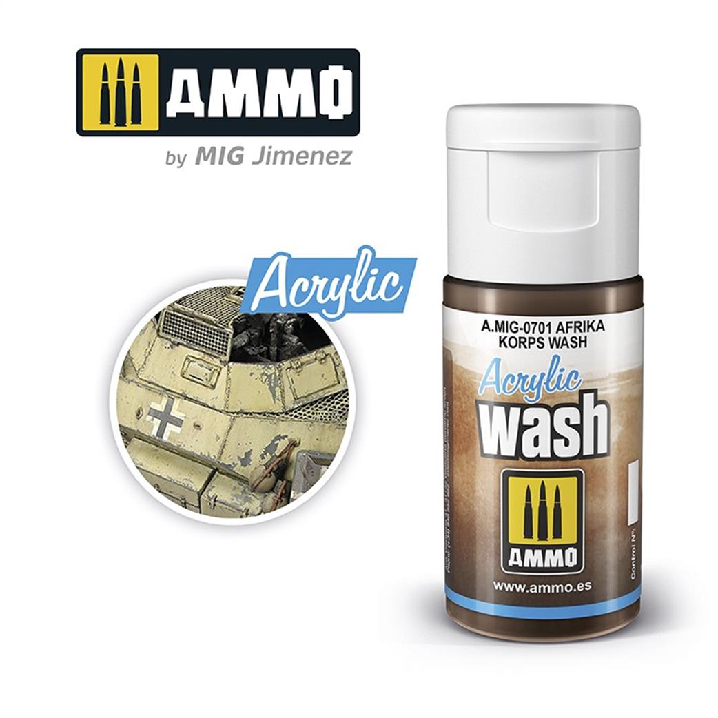 Ammo of Mig Jimenez A.MIG-701 Afrika Corp Desert Dust Acrylic Weathering Wash