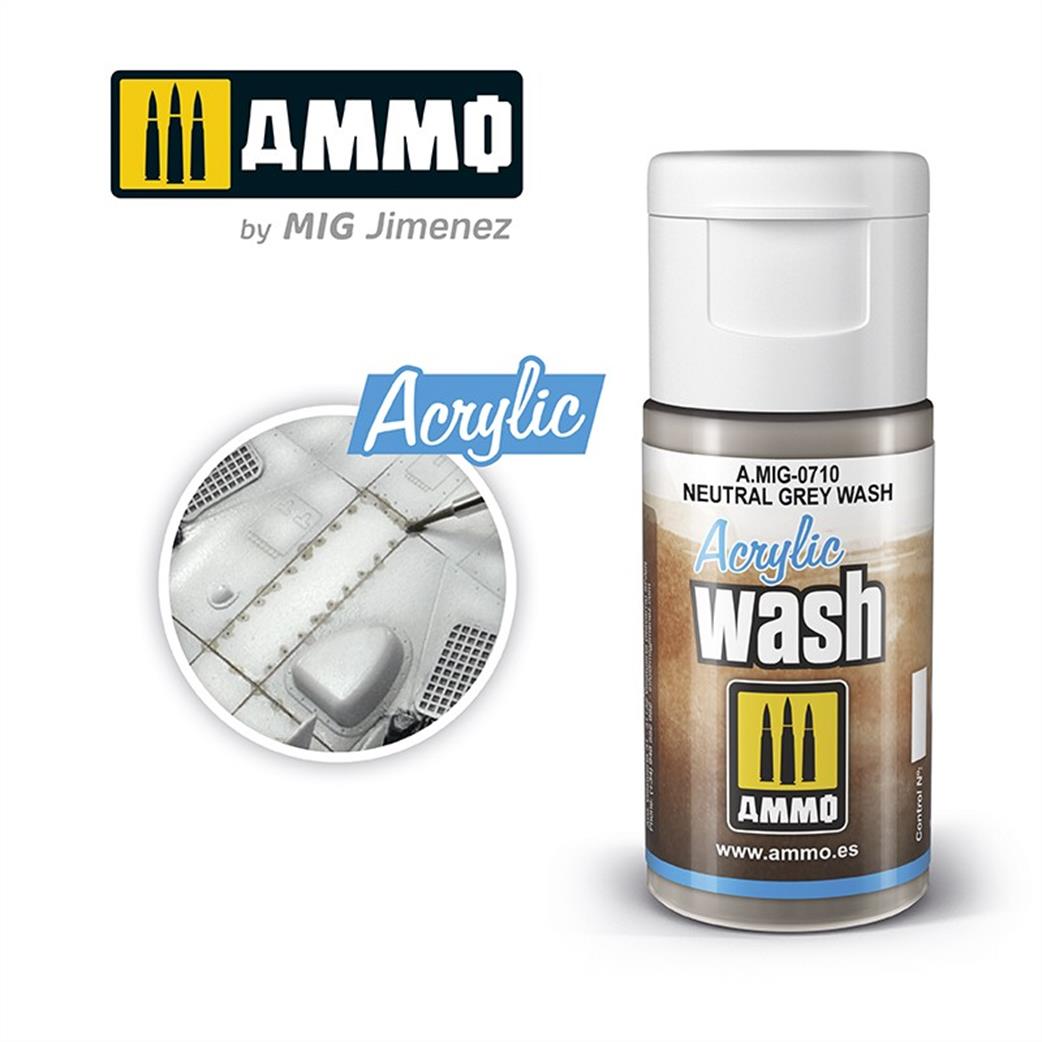 Ammo of Mig Jimenez  A.MIG-0710 Neutral Grey Acrylic Weathering Wash