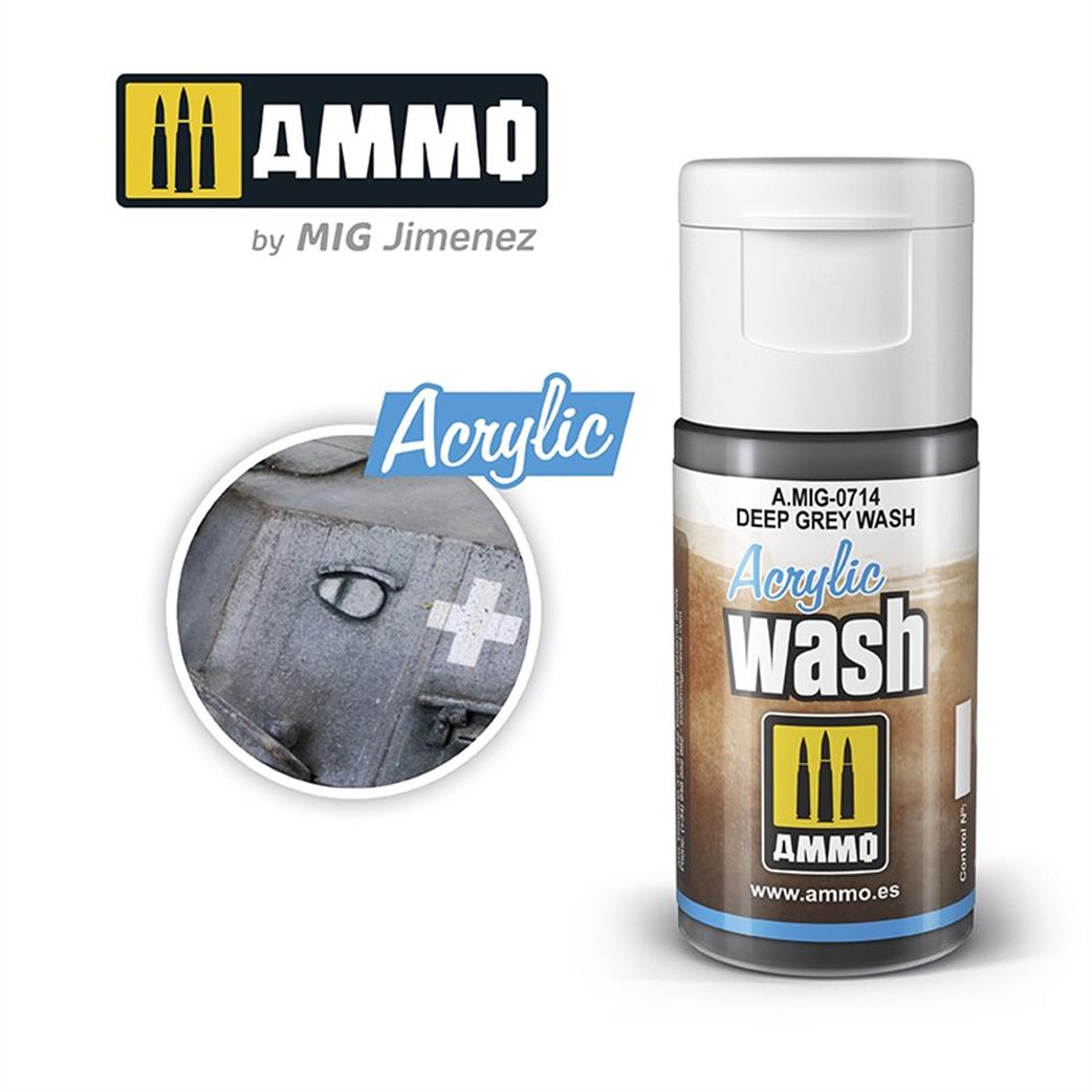 Ammo of Mig Jimenez  A.MIG-0714 Deep Grey Acrylic Weathering Wash