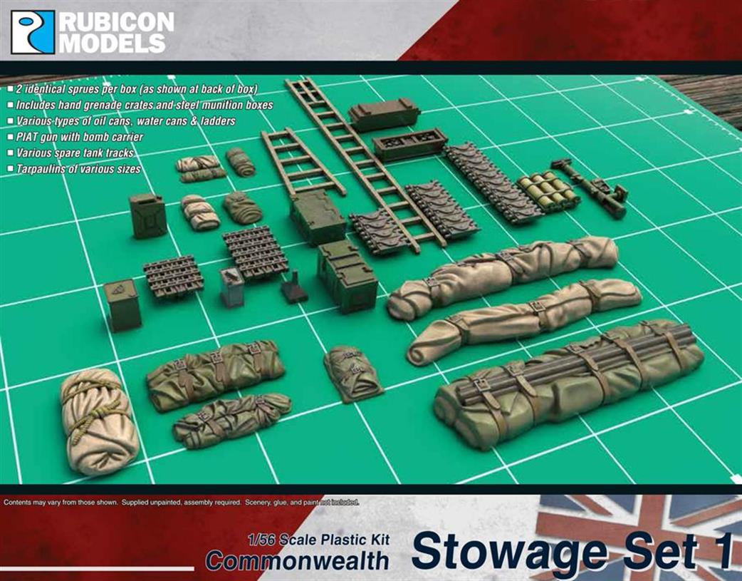 Rubicon Models 1/56 28mm 280089 Britsh & Commonwealth Stowage Set 1 Plastic Model Kit