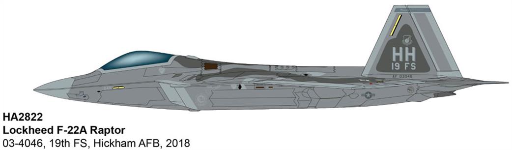 Hobby Master 1/72 HA2822 Lockheed F-22A Raptor 04-4064/HH, USAF Hickman AFB 2018