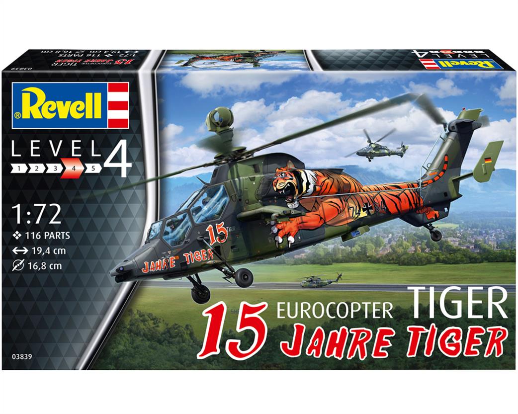 Revell 1/72 03839 Eurocopter Tiger 15 Years Tiger Helicopter Kit