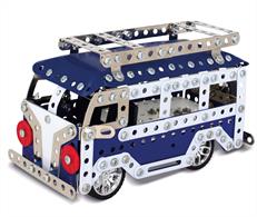 CAMPER VAN METAL CONSTRUCTION SET How you can build your very own Camper Van at home with this detailed metal construction set. Learn the technical and mechanical diversity of modelling as you create this iconic holiday vehicle. Featuring clear easy to follow instructions, high quality stainless steel pieces, the main body sprayed a traditional Blue and White colour and specialist tools to complete the job this fabulous construction set will give you hours of fun. This is the perfect gift set for adults as well as little engineers, this set helps children to develop their fine motor skills, improve manual dexterity and learn basic engineering skills. Parental Guidance Recommended.