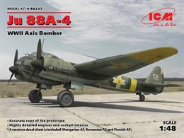 ICM 1/48 Junkers Ju88-A4 German WW2 Bomber Plastic Kit 48237latest tool from ICM is kit number 48237 in 1/48 scale and ids the A4 version of the Ju88.Glue and paints are required
