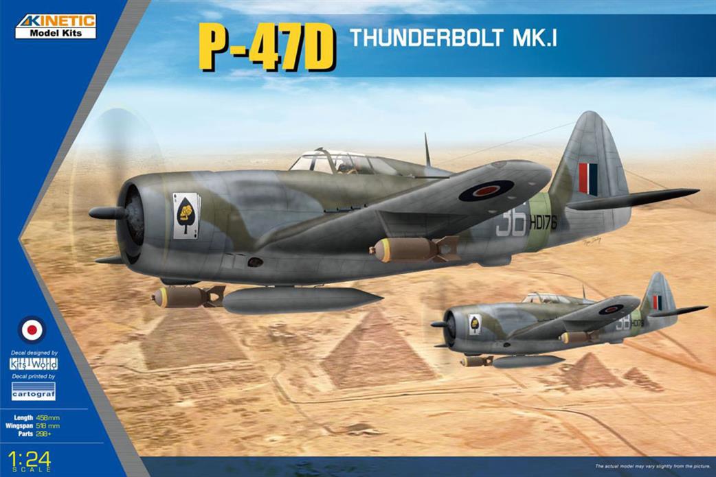 Kinetic Models 1/24 K3212 Republic P-47D MK1 Thunderbolt Razorback WW2 Fighter Kit