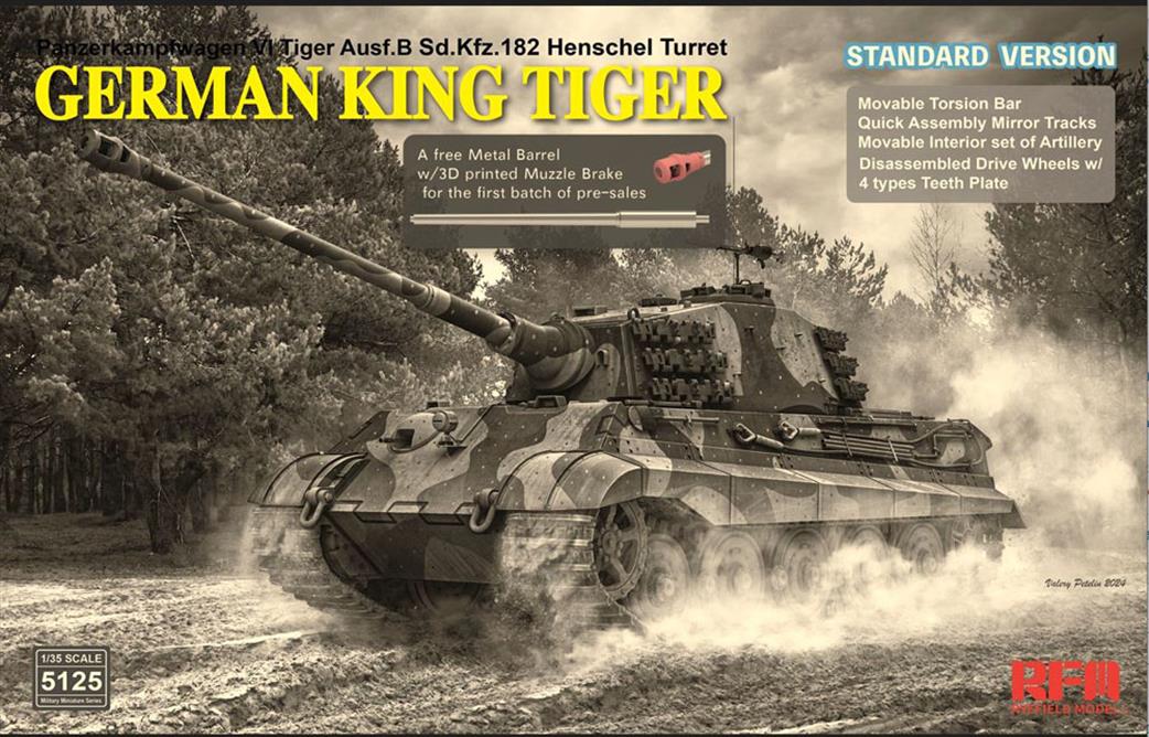 Rye Field Model 1/35 5125 SdKfz.182 Tiger Ausf B King Tiger Henschel Standard Version Kit