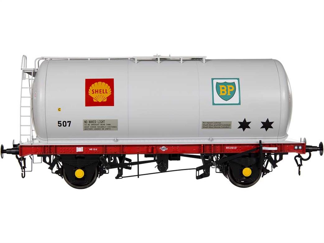 Dapol O Gauge 7F-064-004 Shell BP 507 45-tonne TTA Air Braked Oil Tank Wagon Grey/Red