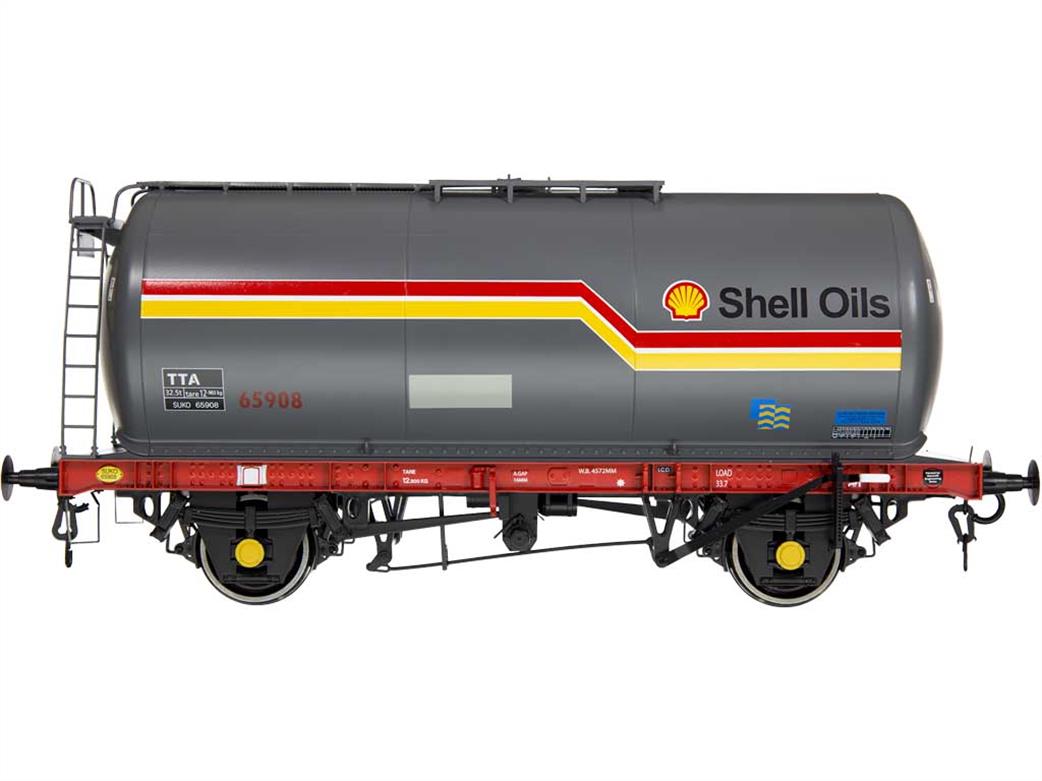 Dapol O Gauge 7F-064-005 Shell Oils 65908 45-tonne TTA Air Braked Oil Tank Wagon Dark Grey