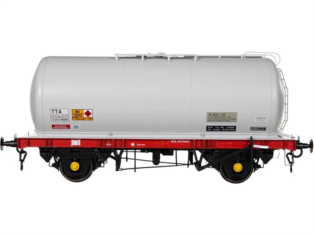 Dapol O Gauge 7F-064-010 Esso 56235 45-tonne TTA Air Braked Oil Tank Wagon Grey Red Chassis