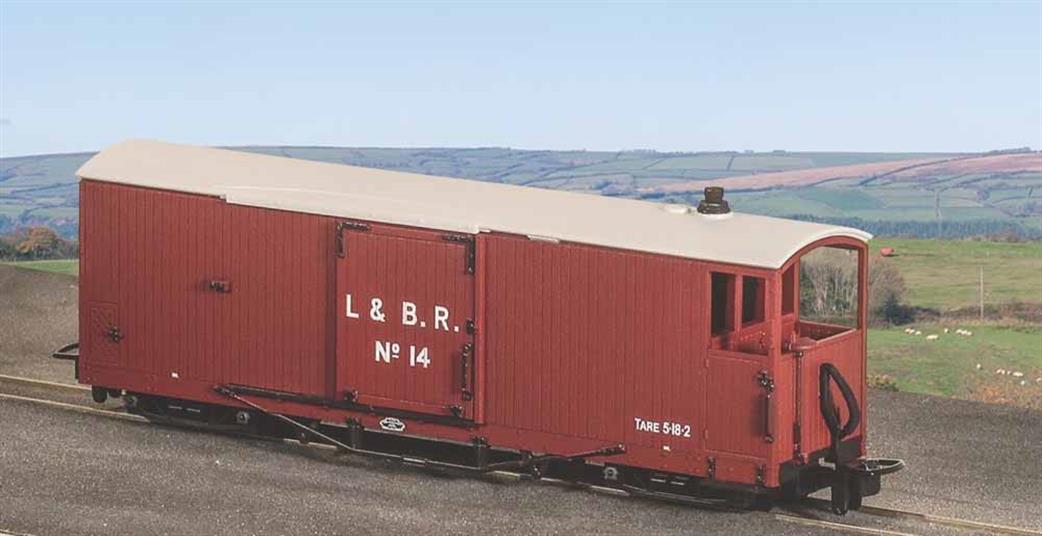 Peco OO9 GR-240BO Lynton & Barnstaple Railway 8 ton Open Veranda Bogie Goods Brake Van 14 L&B Red Livery